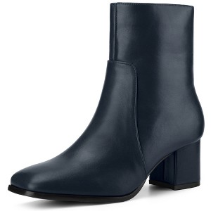 Perphy Women's Square Toe Zipper Block Heel Ankle Boots - 1 of 4