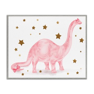 Stupell Industries Pink Dinosaur with Gold Stars, 20" x 16" - 1 of 4
