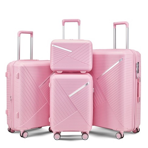 4 Piece Luggage Sets With Spinner Wheels Expandable Lightweight Suitcase Tsa Lock Hard Shell Luggage Sets 14in 20in 24in 28in Pink Target