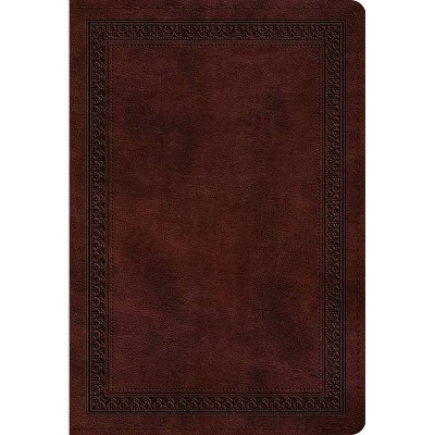 ESV Large Print Compact Bible (Trutone, Mahogany, Border Design) - (Leather Bound)