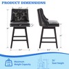 Gericco Swivel Bar Stools, 26" Faux Leather Upholstered Swivel Counter Stools, Modern Kitchen Island Stools with Solid Wood Legs, Black - 4 of 4