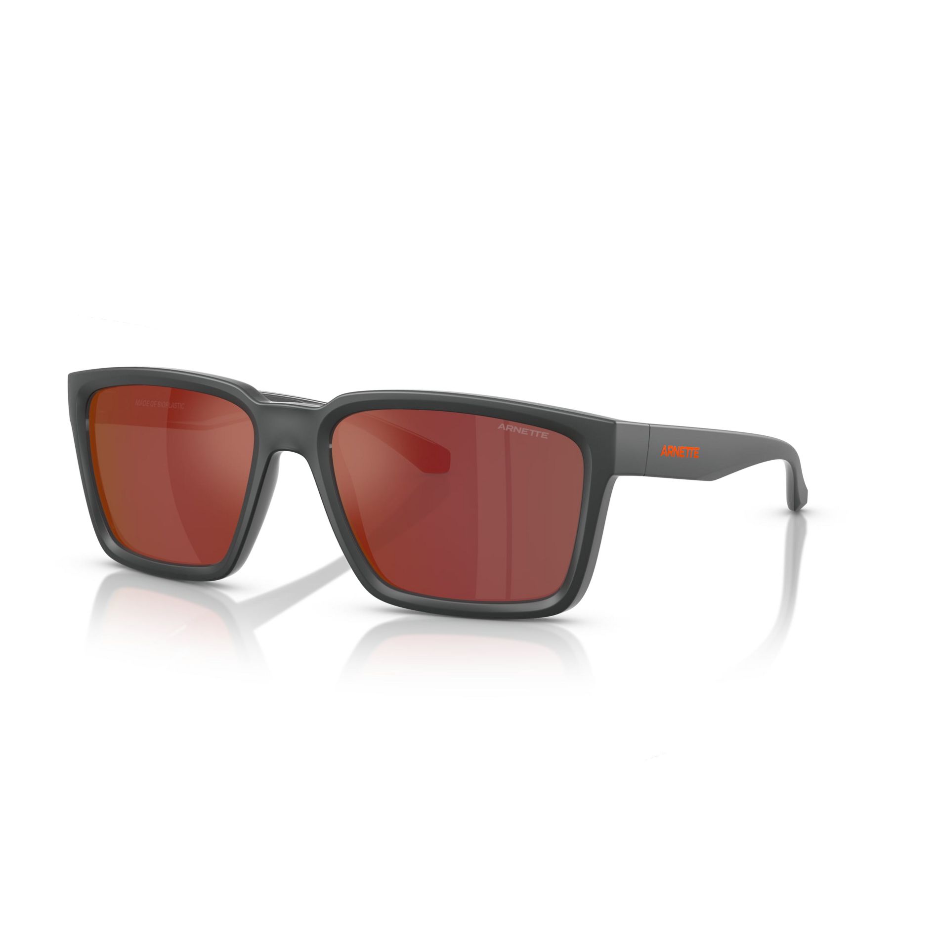 Arnette AN4346 57mm Man Square Sunglasses Grey Mirror Orange/Yellow Lens