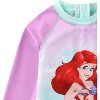 Disney The Little Mermaid Girls UPF 50+ One Piece Long Sleeve Rash Guard Bathing Suit for Toddler and Big Kids - 4 - 3 of 4