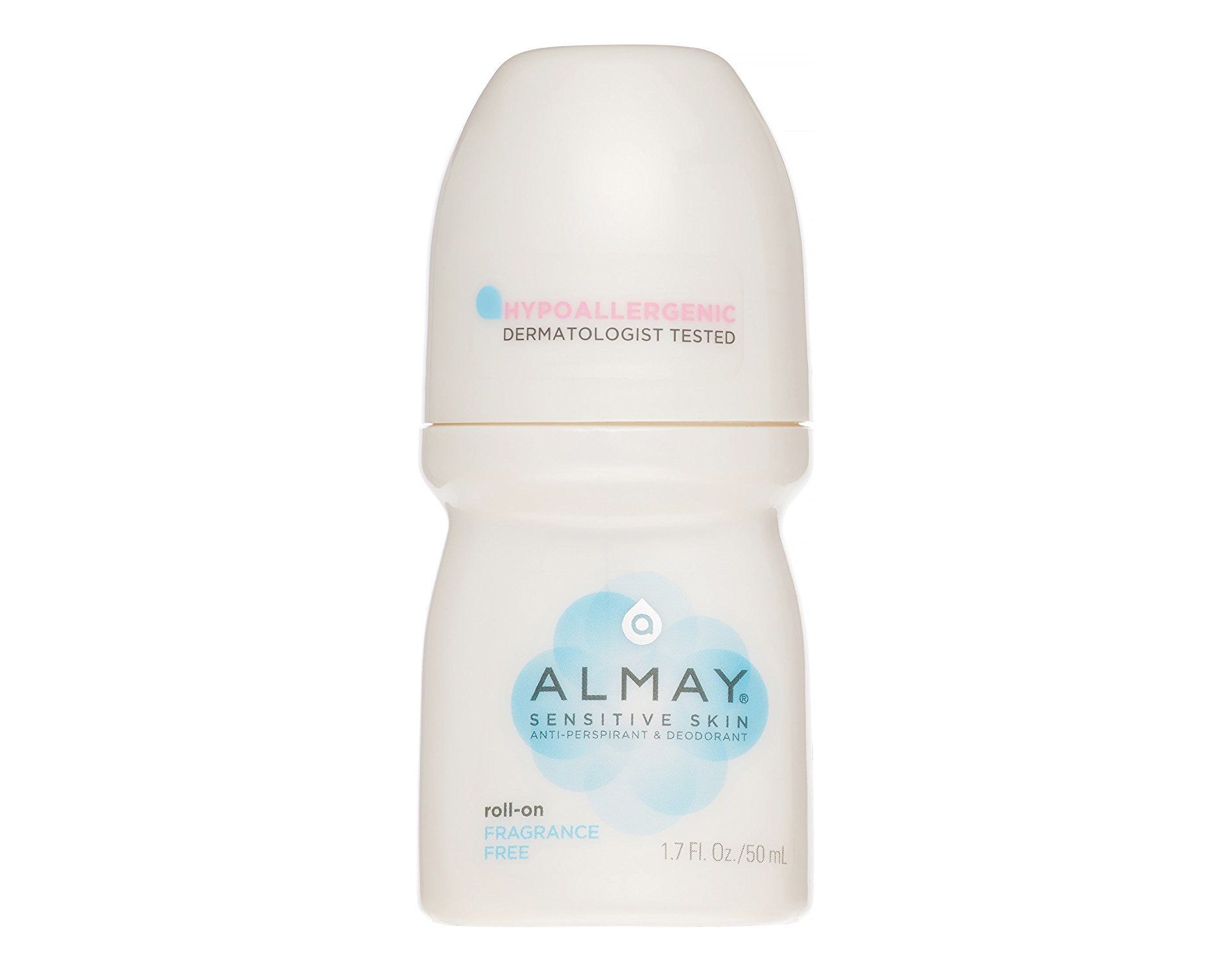 Almay Women Anti-Perspirant and Deodorant Sensitive Skin Roll-On, Fragrance Free 1.7 oz