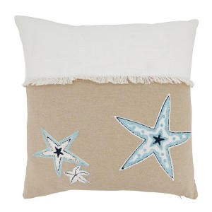 Saro Lifestyle Ocean Breeze Starfish Throw Pillow Cover, Beige, 18"x18" - 1 of 3