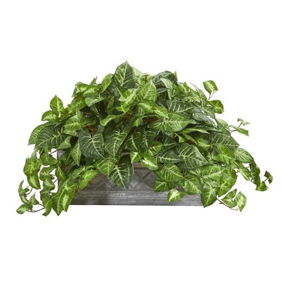 Nearly Natural 18-in Nephthytis Artificial Plant in Stone Planter