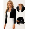 INSPIRE CHIC Women's Velvet Long Sleeve Shawl Neck Open Front Cropped Bolero Cardigan - 2 of 4