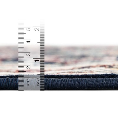 Navy Blue 10' Round Synthetic Easy Care Stain-Resistant Rug
