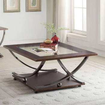 36" Isiah Coffee Table Black Nickel/Clear Glass - Acme Furniture