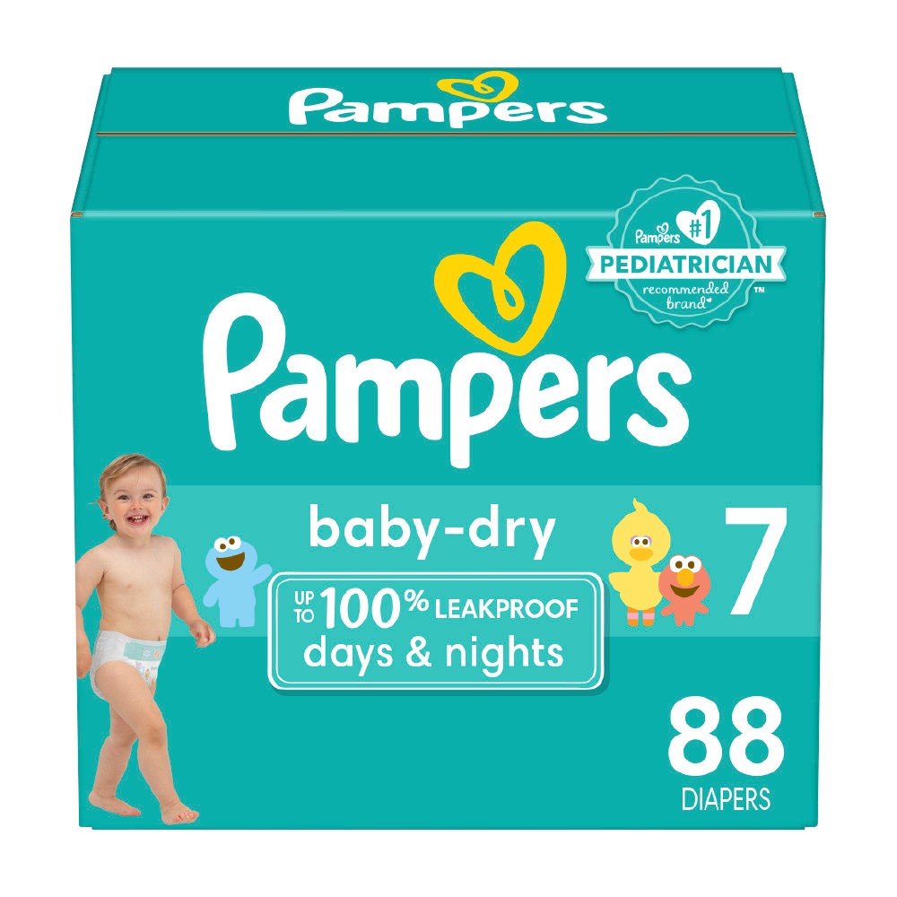 Pampers Baby Dry Enormous Disposable Diapers - Size 7 - 88ct
