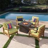 GDFStudio Easter Outdoor Acacia Wood 5 Piece Club Chair and Fire Pit Set with Cushions - 2 of 4