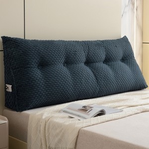 Bekrvio Velvet Headboard Wedge Pillow - Back Support Reading Cushion Bolster with Side Pocket, Removable Cover for Bed & Sofa - 1 of 4