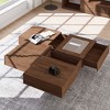 POVISON Mid Century Modern Coffee Table, Minimalist Wood Veneer Coffee Table with Multifunctional Storage for Living Room, 39.37'', Walnut - 2 of 4