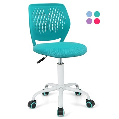 Costway Height-adjustable Ergonomic Kids Chair Breathable Mesh Desk Chair w/ Wheels Mobile Comfortable School Chair for Kids Room Green