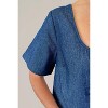 Women's Denim Short Sleeve Tie Front Blouse - nlt - 4 of 4