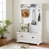 TiramisuBest Modern Classic Hall Tree with Shoe Rack Bench & Coat Hooks, Entryway Storage with Open Shelves, White - 3 of 4