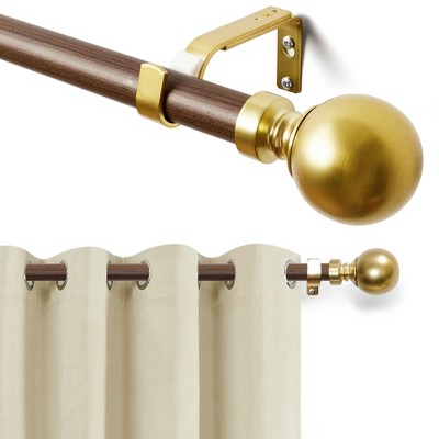 Deconovo 1-Inch Adjustable Curtain Rod with Modern Ball Finials – Includes Mounting Hardware