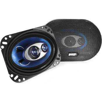 Pyle PL463BL Blue Label 4x6 Inch 240W 3 Way Triaxial Car Speaker Stereo, 120W RMS / 240W Max, Butyl Rubber Surround, 4 Ohm 89dB, Black, Set of 2