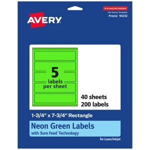 Avery Neon Green Paper Labels, 1.75" x 7.75" Rectangle - 1 of 4