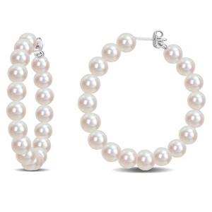 EVERLY JEWELRY | Sterling Silver 6 - 6.5 MM Cultured Freshwater Pearl Fashion Post Earrings Silver - 1 of 4