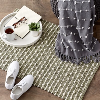 Handcrafted Gray Stripe Cotton Blend 2'x3' Washable Rug