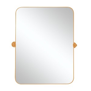 24 in. W x 36 in. H Rectangular Metal Framed Pivoted Bathroom Wall Vanity Mirror in Gold - 1 of 4