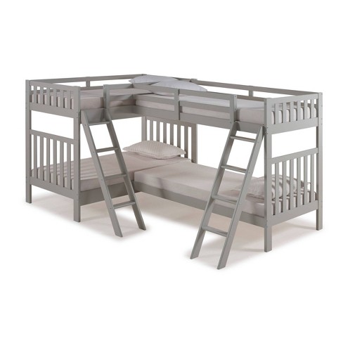 Twin Over Twin Aurora Over Bunk Bed With Quad Bunk Extension Alaterre Furniture Target