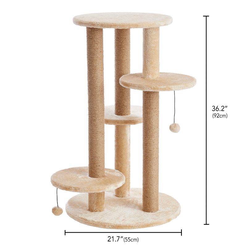 Two by Two Manchester - Beige Scratching Post Cat Furniture - 36.2 in. Tall, 5 of 13