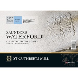 St Cuthberts Saunders Waterford Watercolor Block, Cold Pressed, White, 140lb/300gsm, 20 Sheet, 10x7 inch, 1 Count - 1 of 4