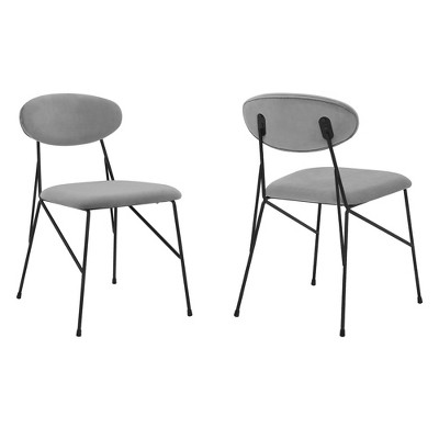 Set of 2 Alice Velvet Metal Dining Chairs Gray/Black - Armen Living
