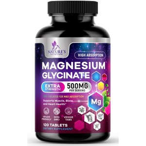 Magnesium Glycinate Extra Strength 500 mg 100% High Absorption Chelated Tablets - 120 Tablets - 1 of 4