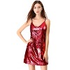 Allegra K Women's Glitter Sequin Spaghetti Strap V Neck Party Cocktail Sparkly Mini Dress - 3 of 4