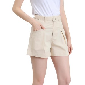 INSPIRE CHIC Women's High Waist Button Closure Shorts with Pockets - 1 of 4