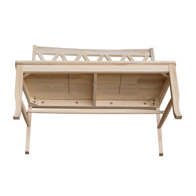 Classic Unfinished Solid Wood Double X-Back Bench