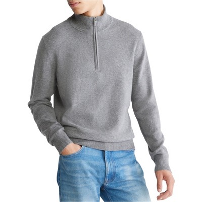 Calvin Klein Mens Ribbed Trim Quarter Zip Pullover Sweater