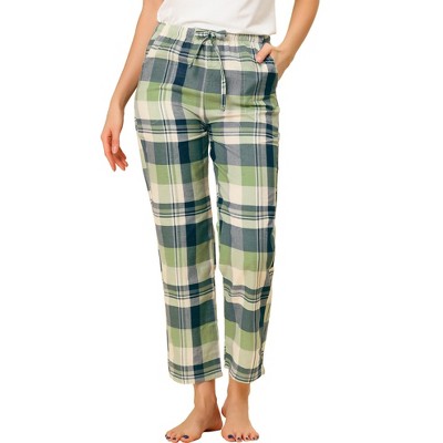 Allegra K Women's Plaid Pants Sleepwear With Pockets Drawstring