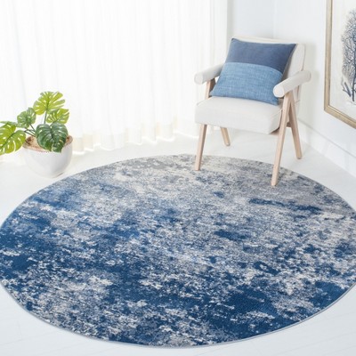Safavieh Brentwood 8' Round Grey and Navy Synthetic Area Rug
