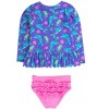 RuffleButts Girls UPF50+ Sun Protected Scallop Hem Long Sleeve Rash Guard Bikini - 2 of 4