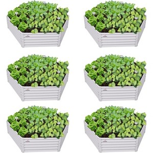 Anybear 6Pcs Galvanized Raised Garden Beds,70x60x18" Metal Planter Box for Planting Vegetables Flowers Herb, Anti-Rust & Easy-Setup, White - 1 of 4