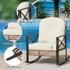 Acekool 3-Piece Wicker Patio Bistro Set with Glass Top Side Table and Cushioned Rattan Chairs for Outdoor Balcony, Porch, Backyard – Beige - 4 of 4