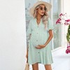 Clearlove Summer Dress Casual Lantern Sleeve V Neck Button Dress Swing Flowy Maternity Dresses - 2 of 4