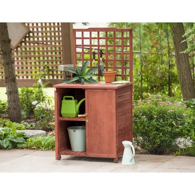 HardwoodPotting Table With Storage - Brown - Leisure Season