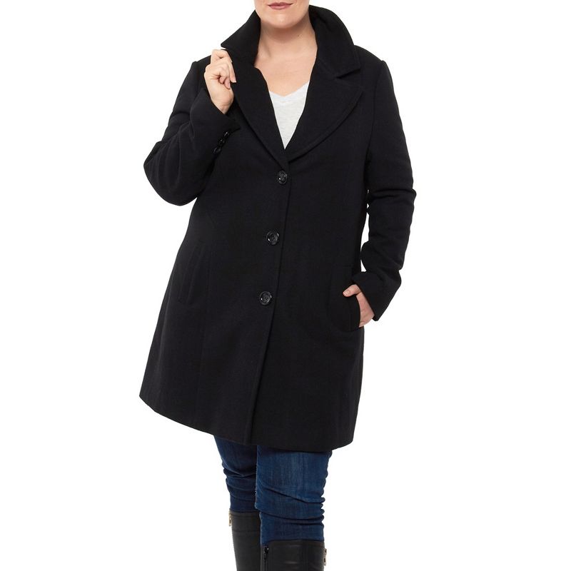 Alpine Swiss Alice Womens Plus Size Wool Overcoat Classic Notch Lapel Walking Coat, 3 of 8