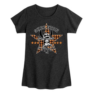 Girls' - Lilo and Stitch - Skeleton Stitch Fitted Short Sleeve Graphic T-Shirt - 1 of 4