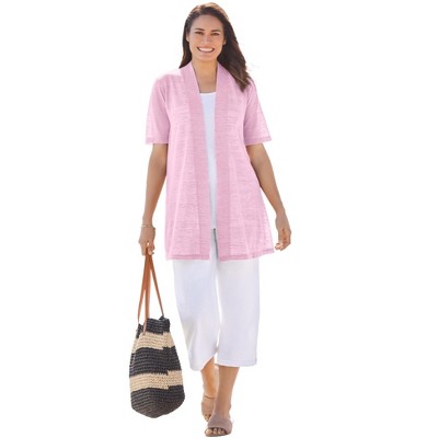 Woman Within Plus Size Lightweight Open Front Cardigan