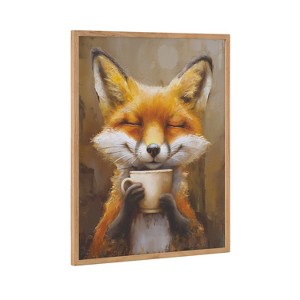 Kate & Laurel All Things Decor 16"x20" Gallery Happy Fox Traditional Coffee Tea Cup Print by The Creative Bunch Studio Natural - 1 of 4
