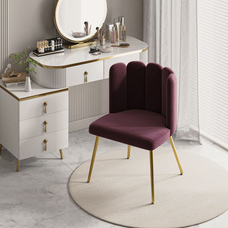 Barbara Contemparary Velvet Vanity Stool for Makeup Room, Moden Accent Side Chairs for Living Room with Shell Back and Golden Metal Legs | ARTFUL LIVING DESIGN, 2 of 9