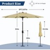 TackView 9FT Patio Market Umbrella with Crank Handle, Outdoor Table Octagon Umbrella with 8 Steel Ribs for Yard Poolside Deck - 2 of 4