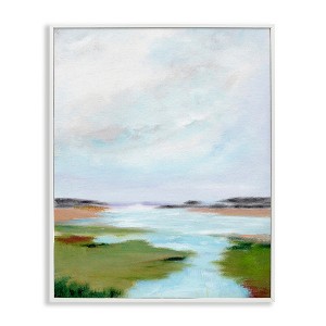 Stupell Industries Tranquil River Soft Dreamy Clouds Framed Giclee Art, White, 11" x 14" - 1 of 4