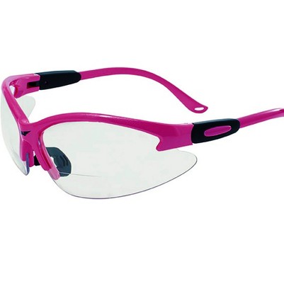pink frame | clear bifocal 2 lens